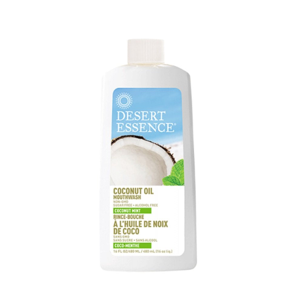 Desert Essence Coconut Oil Mouthwash - Coconut Mint - 16 Fl Oz - Complete Oral Care - Refreshes Breathe - Virgin Coconut & Natural Mint Oil
