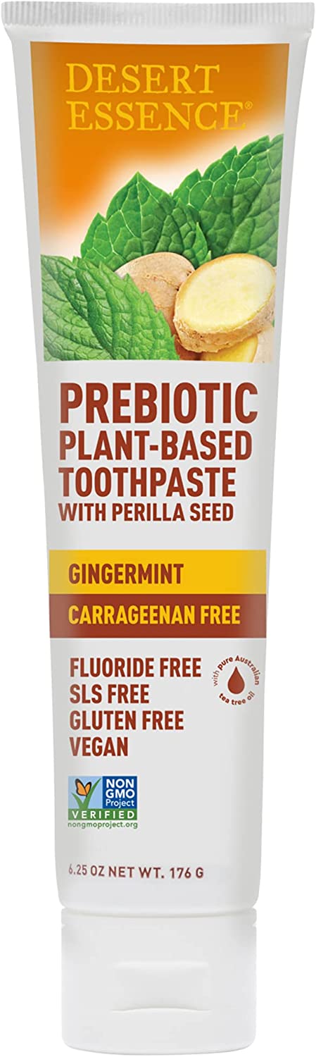 Desert Essence Gingermint Prebiotic Flouride Free Vegan Toothpaste  6.25 fl oz