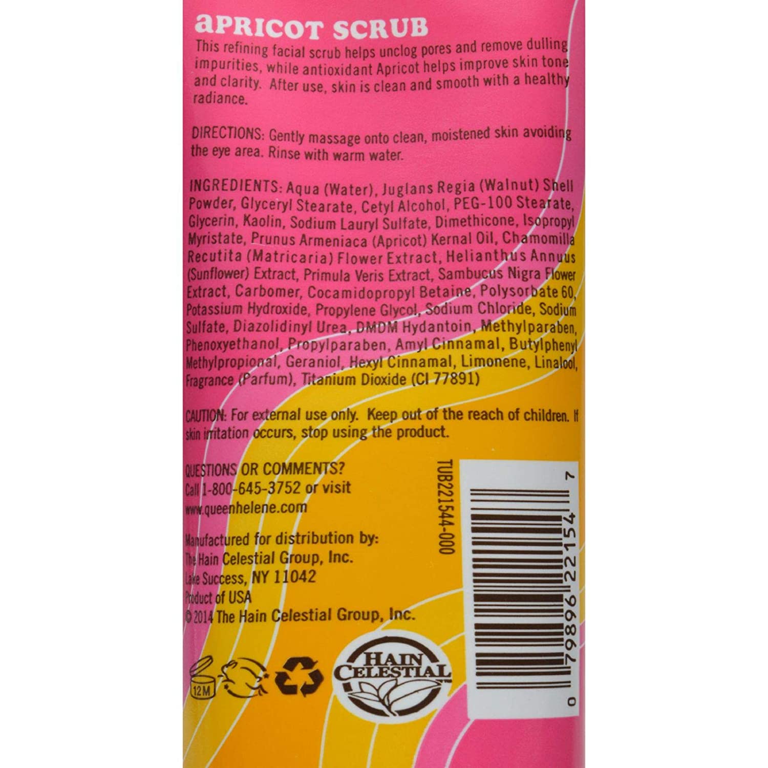 QUEEN HELENE Natural Facial Scrub, Invigorating Apricot 6 oz
