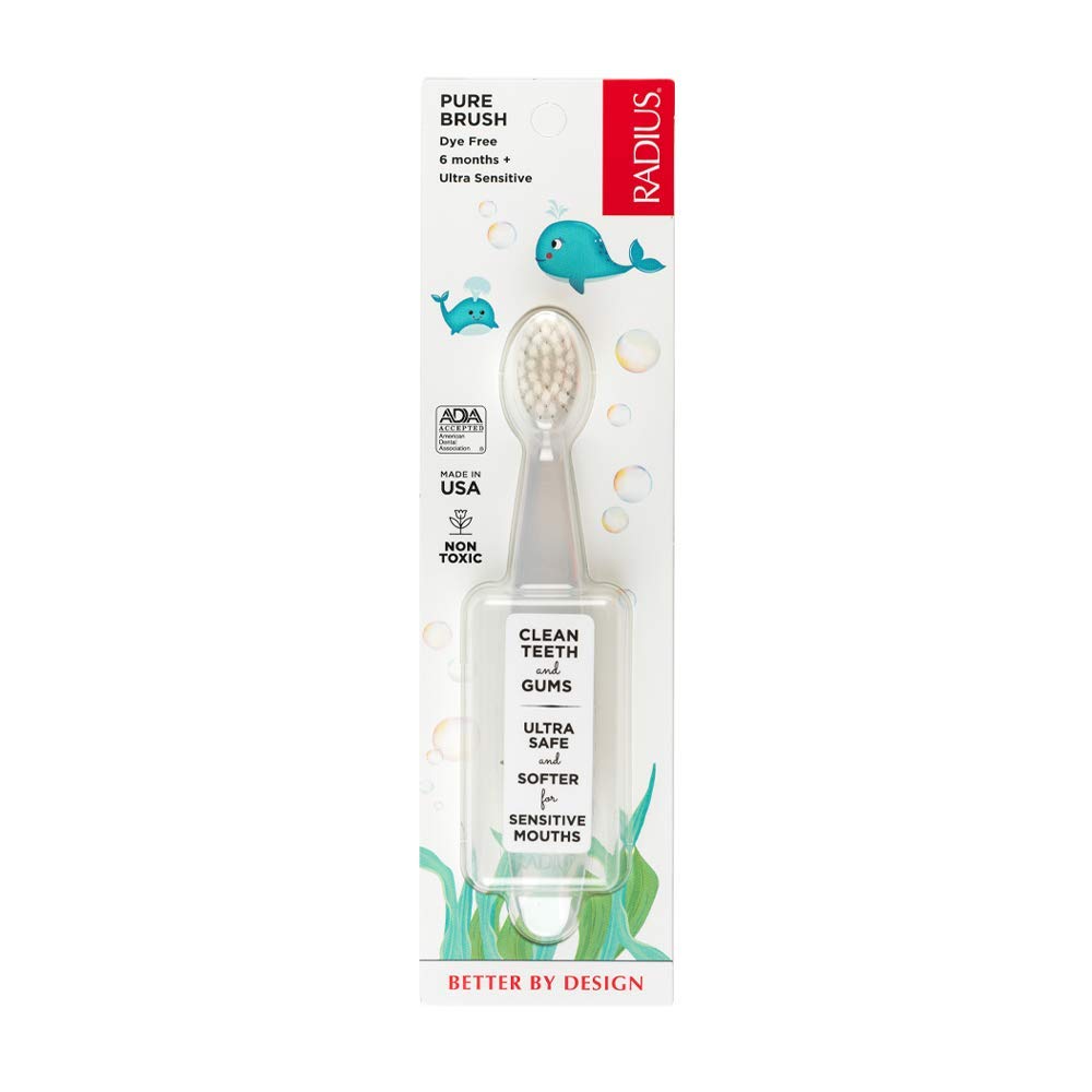 RADIUS Children's Toothbrush Pure Brush Ultra Soft BPA Free ADA Accepted Designed for Delicate Teeth for Kids 6-18 Months, Colors May Vary