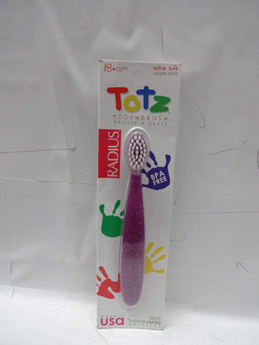RADIUS Extra Soft Totz Toothbrush Ultra Soft BPA Free ADA Accepted Designed for Delicate Teeth for Kids 18 Months and Older Colors May Vary