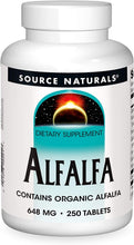Load image into Gallery viewer, Source Naturals Alfalfa 10 grain 640 mg Contains Organic Alfalfa - 250 Tablets
