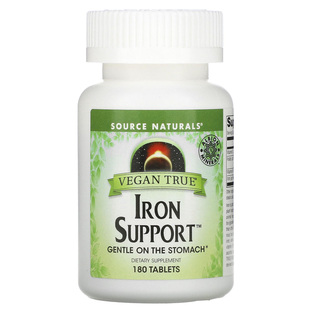 Source Naturals Vegan True Iron Support - 180 Tablets - Gentle On The Stomach