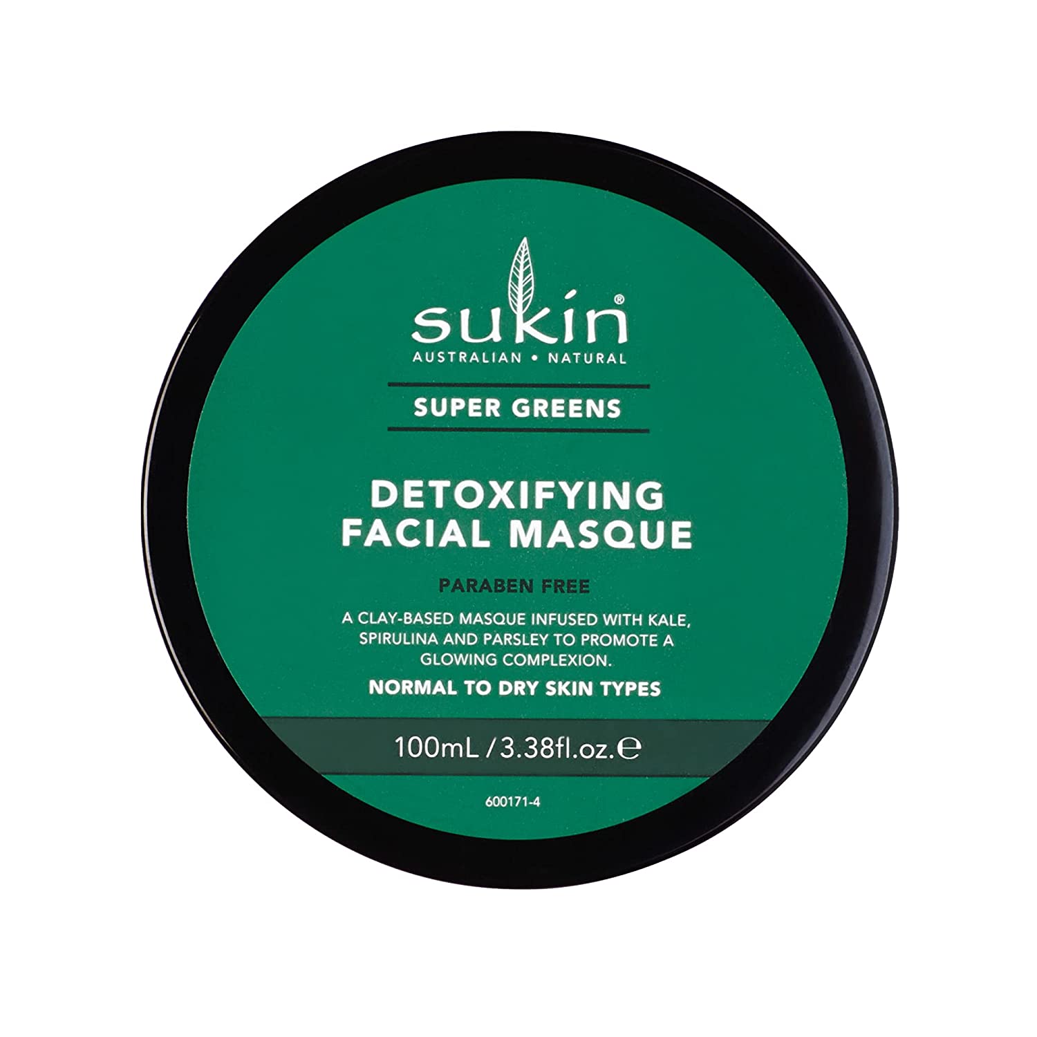 Sukin Super Greens Detoxifying Facial Masque, 3.38 Oz