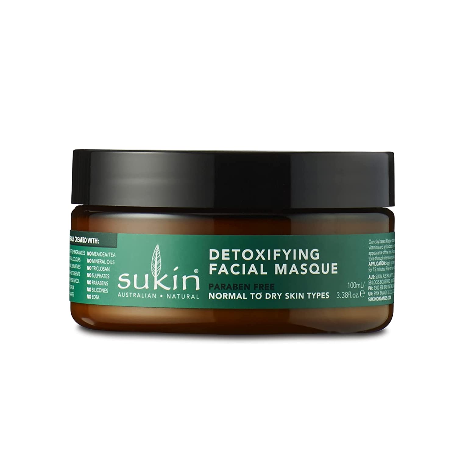 Sukin Super Greens Detoxifying Facial Masque, 3.38 Oz