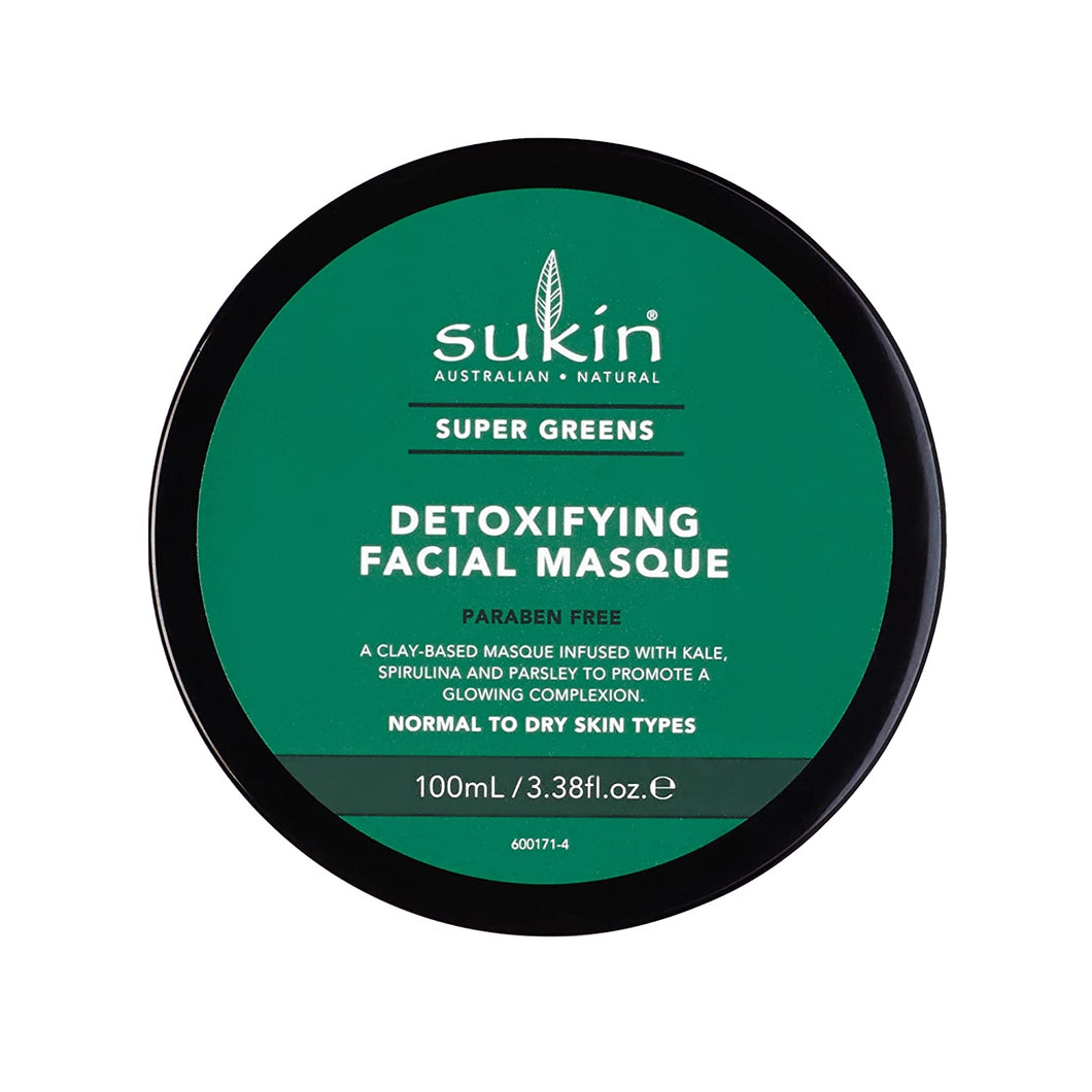 Sukin Super Greens Detoxifying Facial Masque, 3.38 Oz